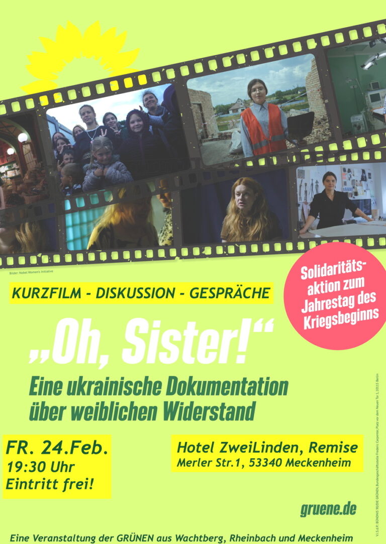 Kurzfilmvorführung “Oh, Sister!” am 24.2.2023 /  Solidaritätsaktion zum Jahrestag des Angriffskrieges auf die Ukraine (kostenlos)